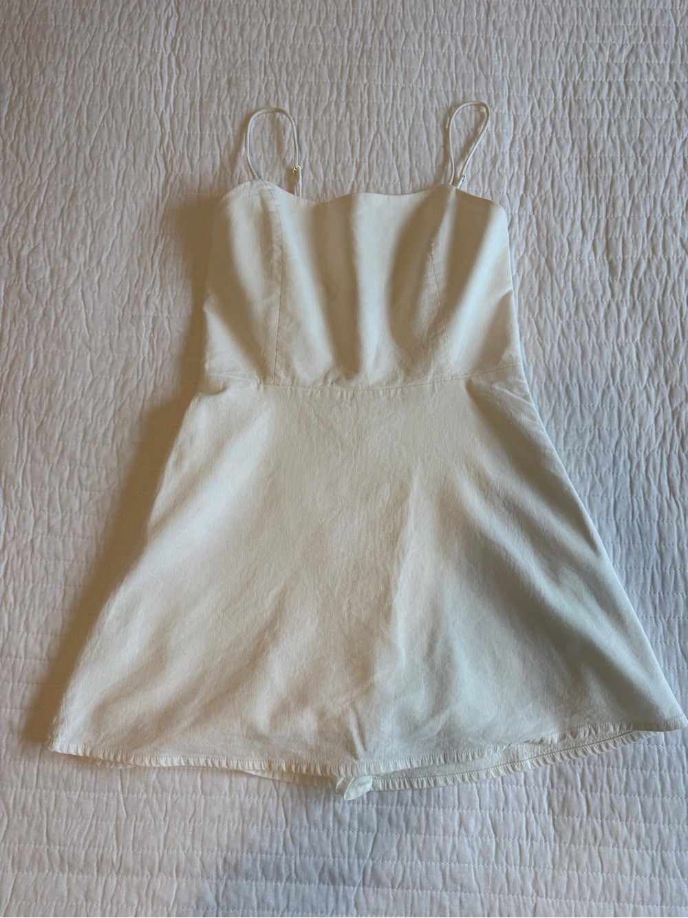 🤍 ZARA White Linen-Blend Mini Dress | Size M | EUC 🤍